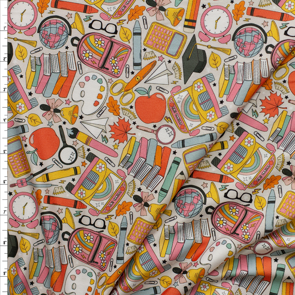 Back To School Double Brushed Poly/Spandex #28344 Fabric By The Yard - Wide shot