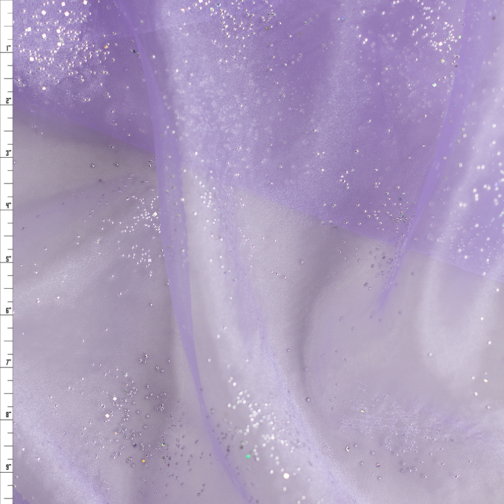 Lavender Sparkling Beaded Organza #28361 Fabric By The Yard - Wide shot