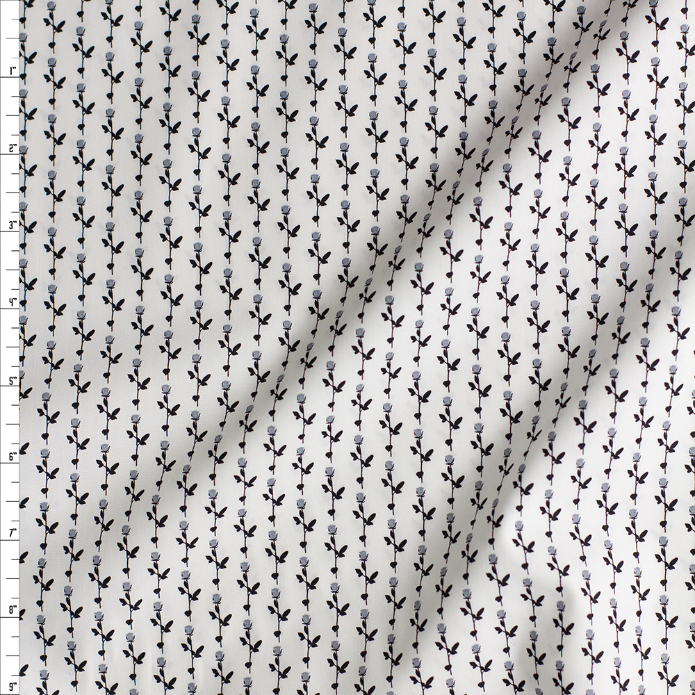 Grey Floral One White Tootal Classic High Count Poplin From Robert Kaufman #28372 Fabric By The Yard