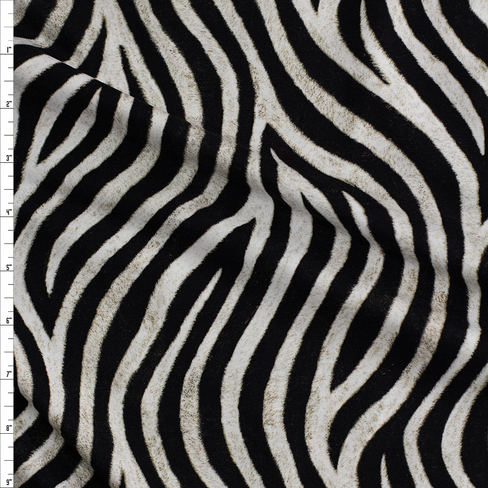 Zebra Print Animal Kingdom Cotton/Spandex Knit From Robert Kaufman #28377 Fabric By The Yard