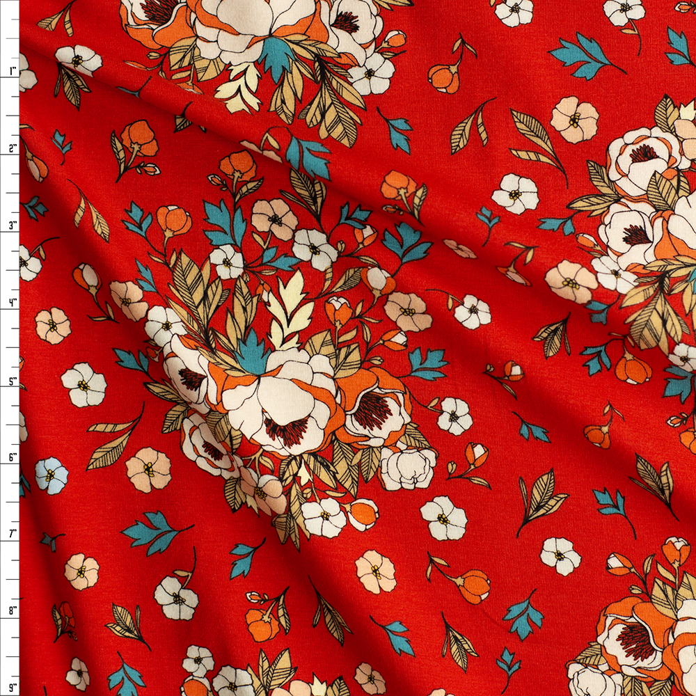 Soulmate Blooms Passion Cotton/Spandex Knit From Art Gallery Fabrics #28393 Fabric By The Yard