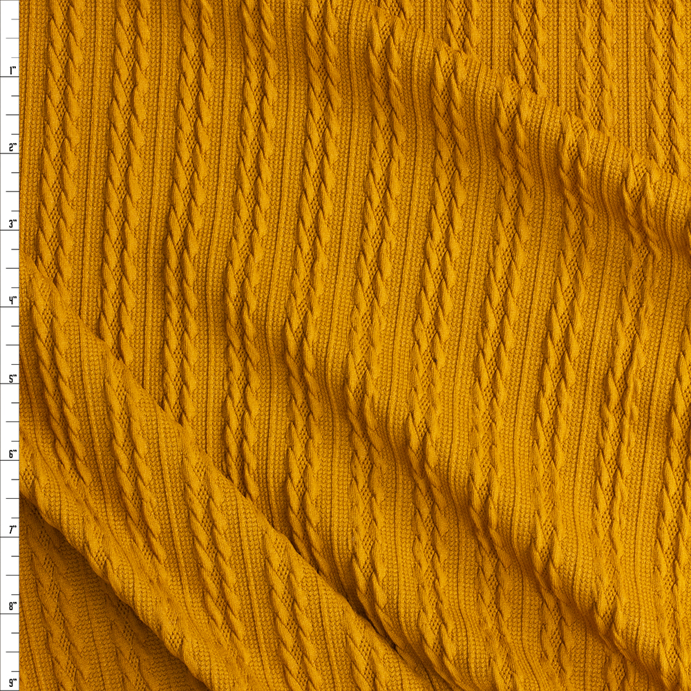 Dijon Stretch Cable Sweater Knit #28435 Fabric By The Yard