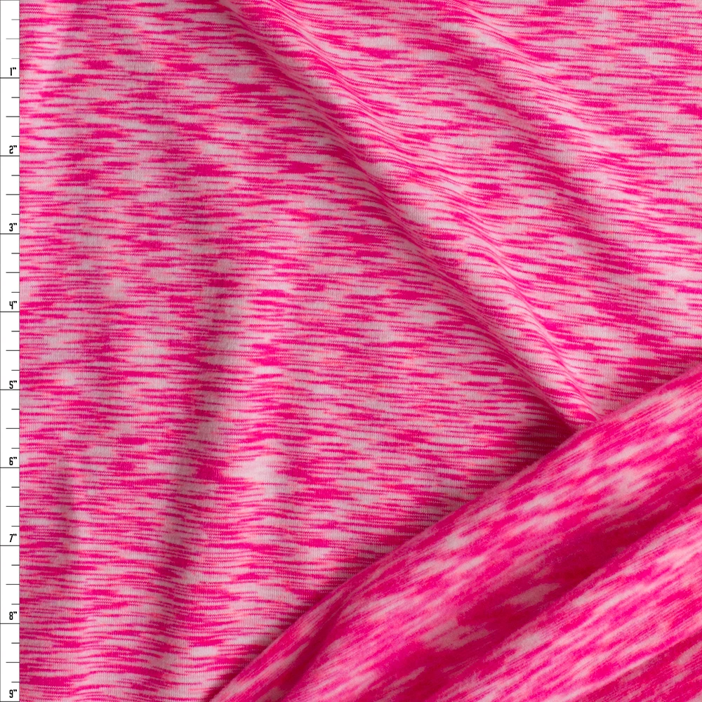 Neon Pink Space Dye Active Sweatshirt Fleece From Rainbeau Fabric By The Yard