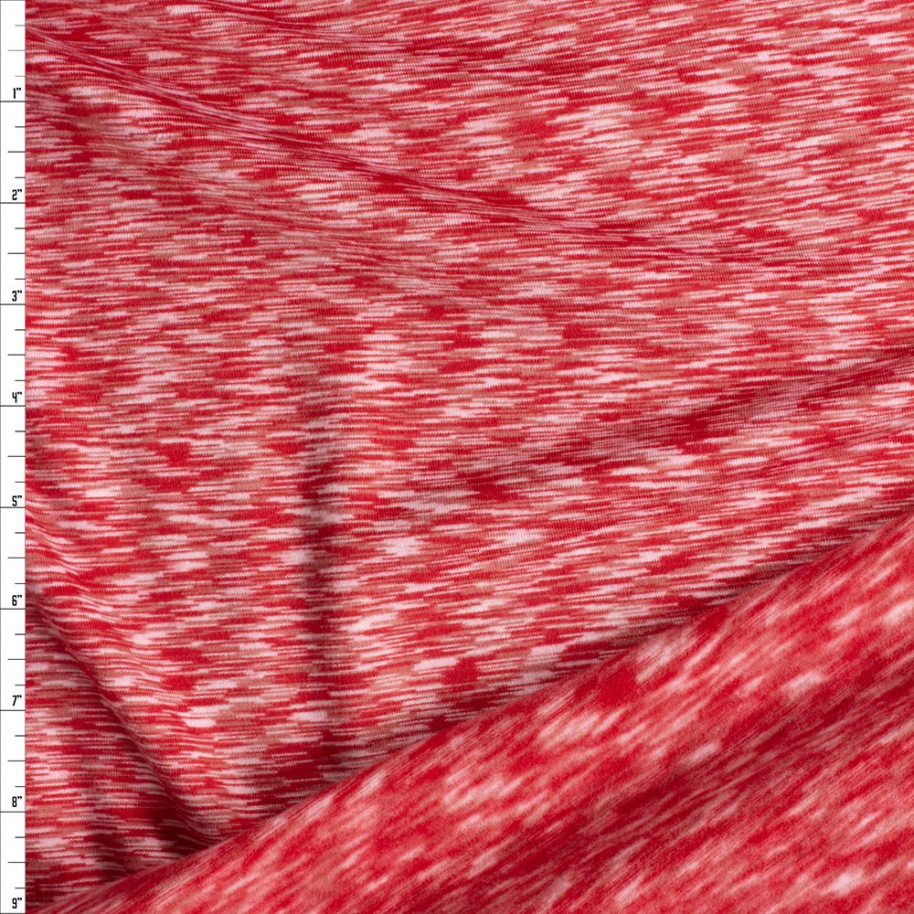 Red Space Dye Active Sweatshirt Fleece From Rainbeau Fabric By The Yard