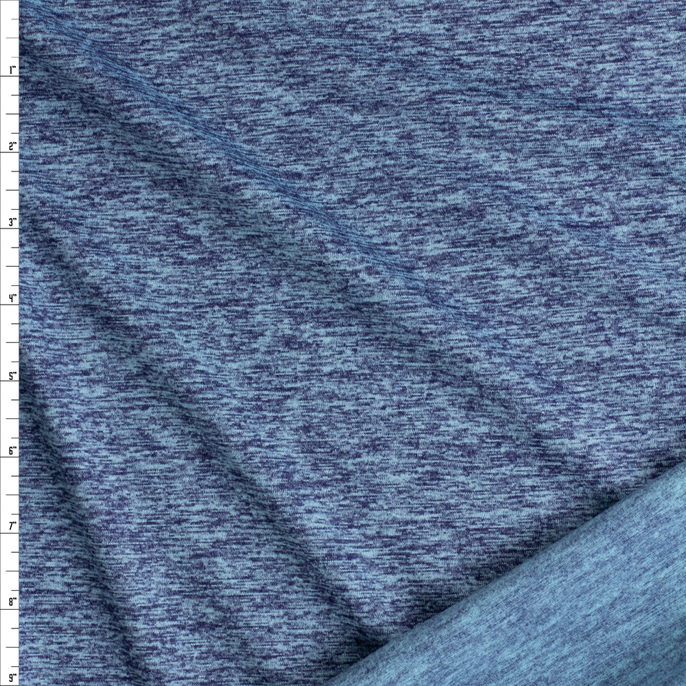 Teal Space Dye Brushed Athletic Knit From Rainbeau Fabric By The Yard