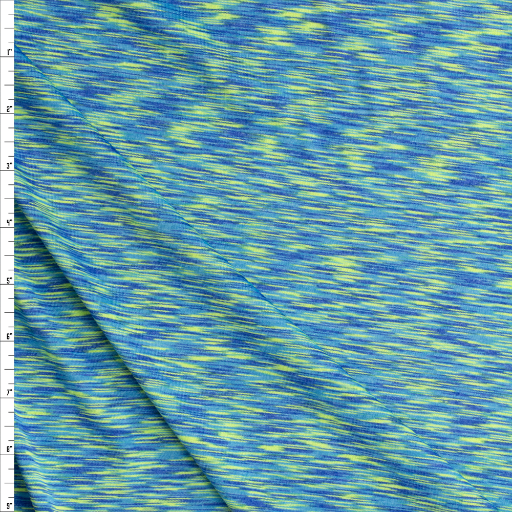 Turquoise Yellow Space Dye Athletic Spandex From Rainbeau Fabric By The Yard