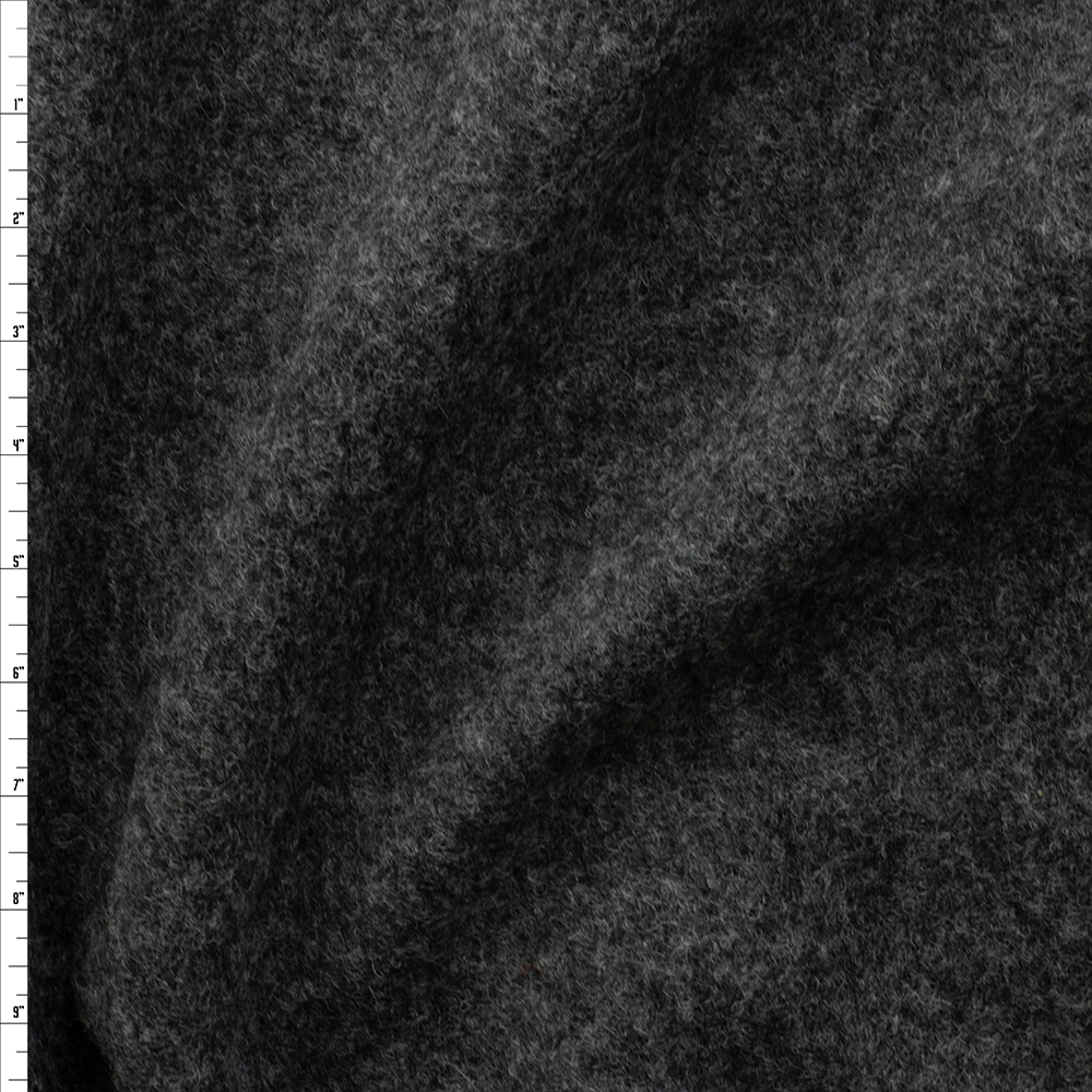 Charcoal Designer Italian Boiled Wool #28558 Fabric By The Yard