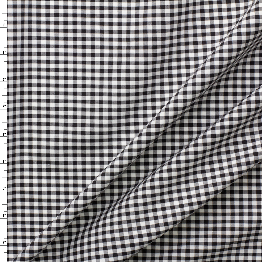 Black And White 1/8 Inch Gingham Fine Italian Shirting From Albini #28569 Fabric By The Yard