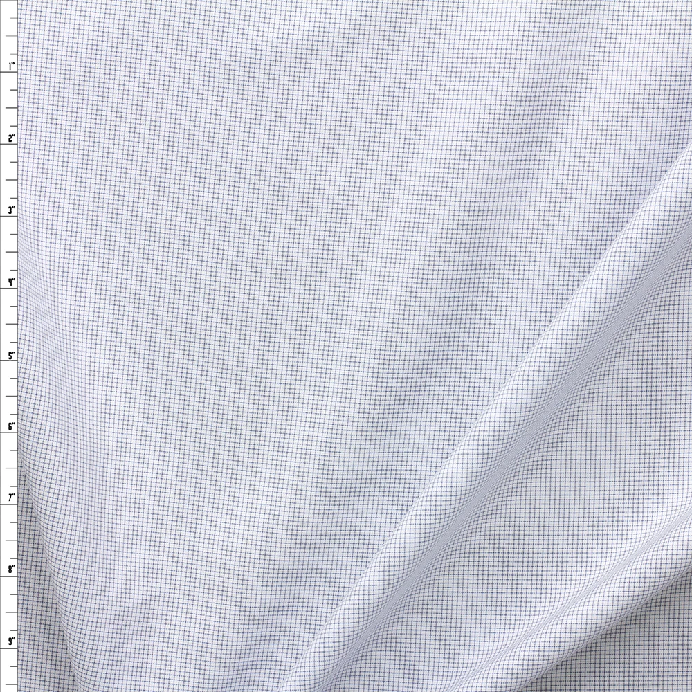 Navy On White Micro Check Fine Italian Shirting From Albini #28570 Fabric By The Yard