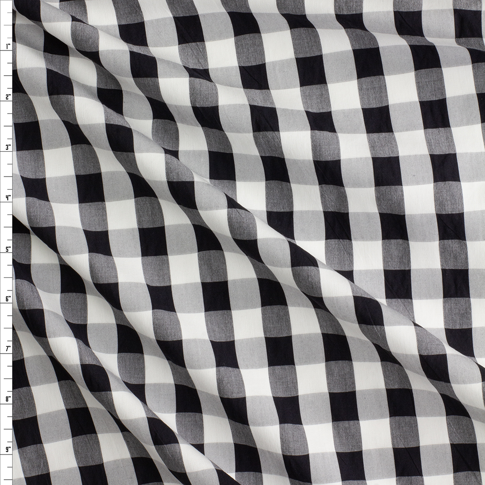 Black And White Three-Quarter Inch Gingham Fine Italian Shirting From Albini #28571 Fabric By The Yard