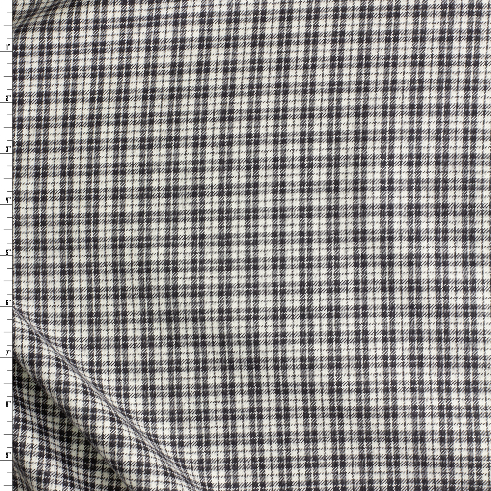 Black And Off White Plaid Designer Flannel #28588 Fabric By The Yard