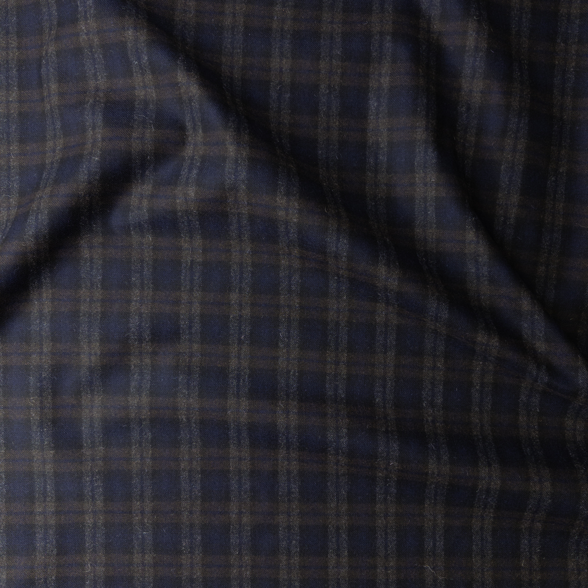 Charcoal And Midnight Plaid Italian Wool Coating #28604 Fabric By The Yard - Wide shot