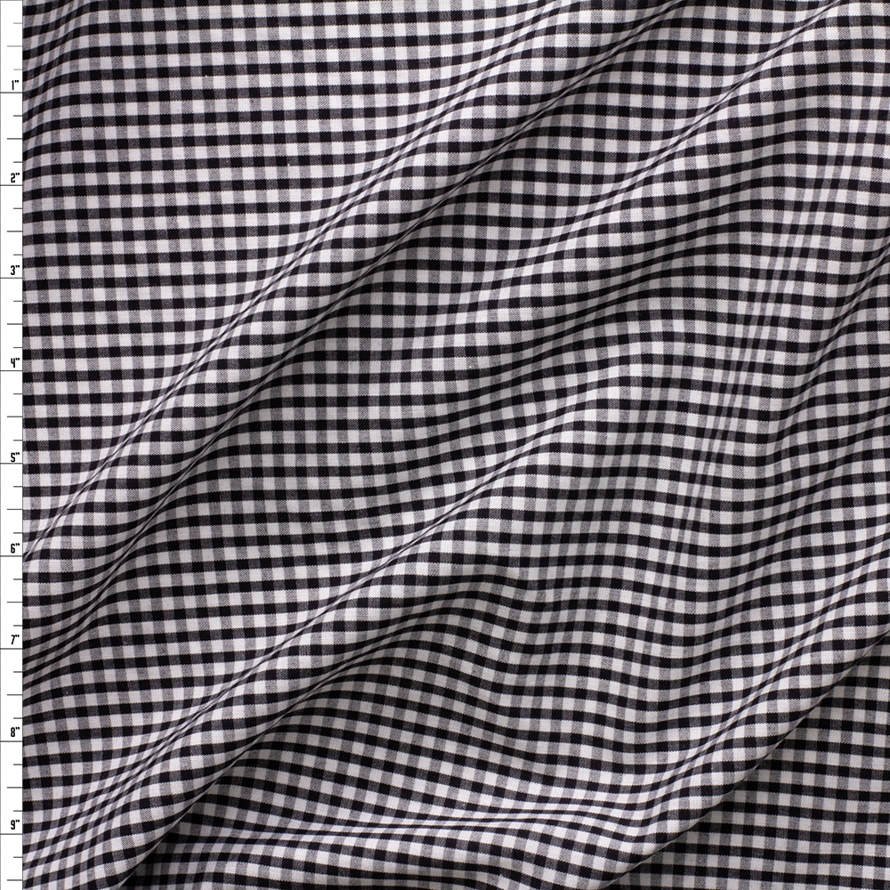 Black And White Mini Gingham Check Nyc Designer Cotton Shirting #28646 Fabric By The Yard