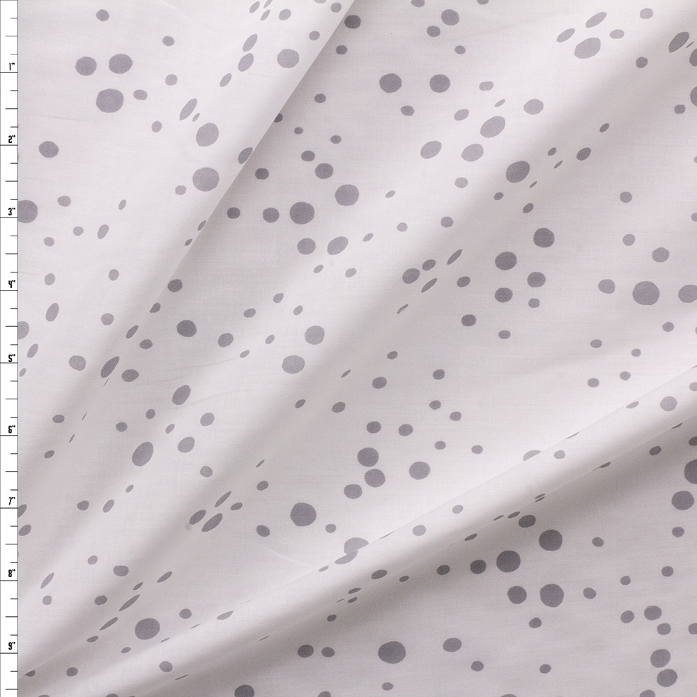 Grey Dots On Warm White Nyc Designer Cotton Shirting #28648 Fabric By The Yard