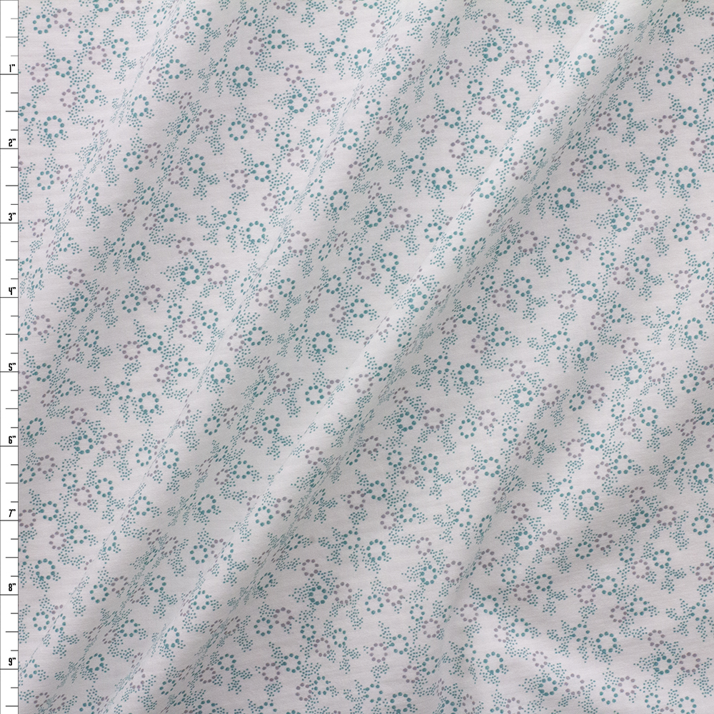 Green And Grey Dot Pattern On Warm White Nyc Designer Cotton Shirting #28652 Fabric By The Yard