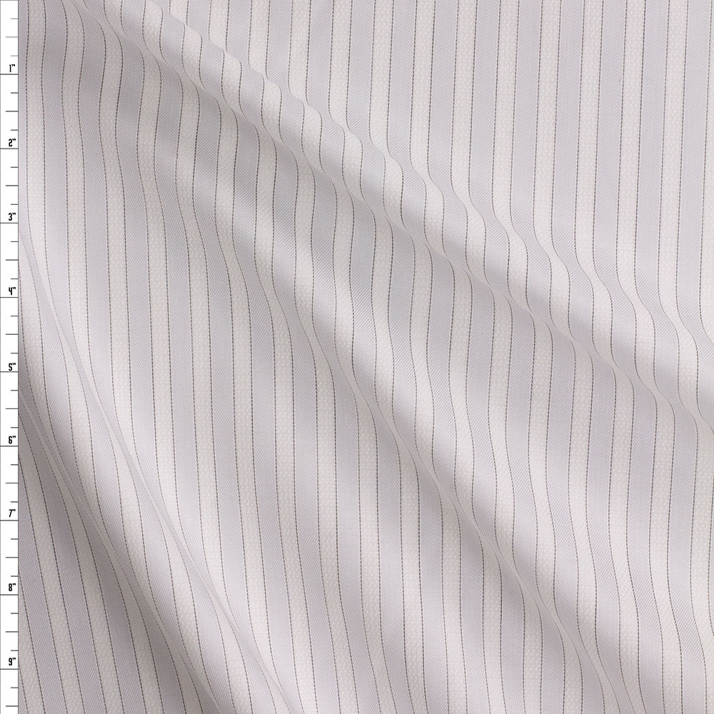 Silver And White Texture Stripe Fine Italian Shirting #28676 Fabric By The Yard