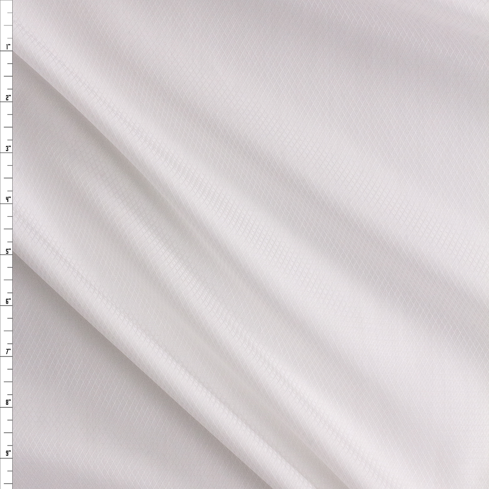 White On White Diamond Jacquard Fine Italian Shirting #28678 Fabric By The Yard