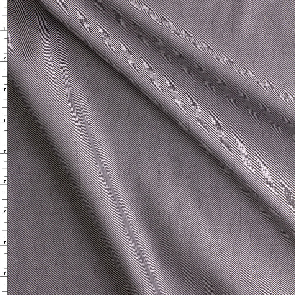 Grey/Black Herringbone Fine Italian Shirting #28682 Fabric By The Yard