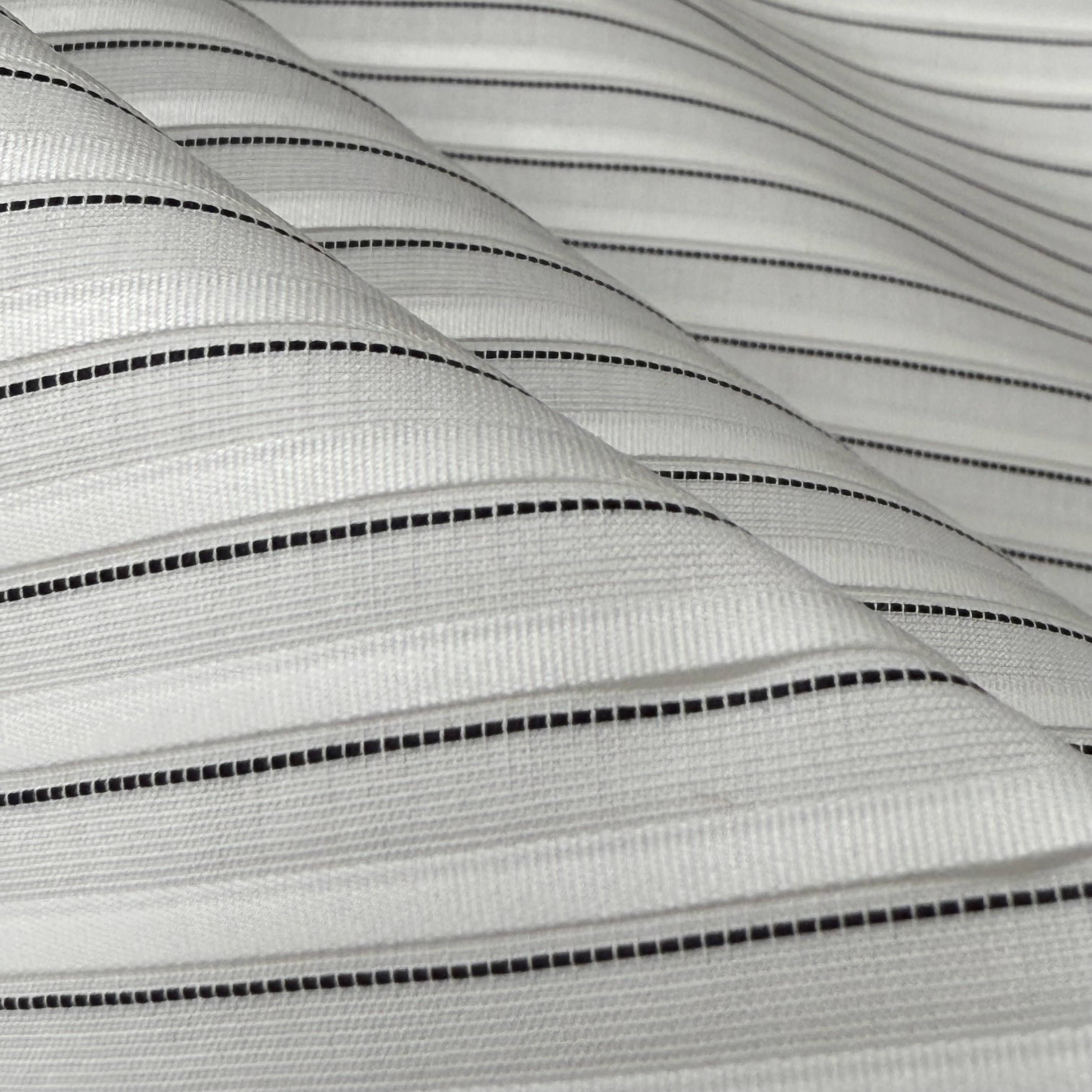 Black On White Horizontal Striped Pleated Fine Italian Shirting #28683