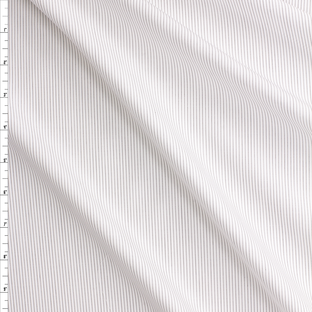 Black On White Micro Vertical Stripe Fine Italian Shirting #28691 Fabric By The Yard