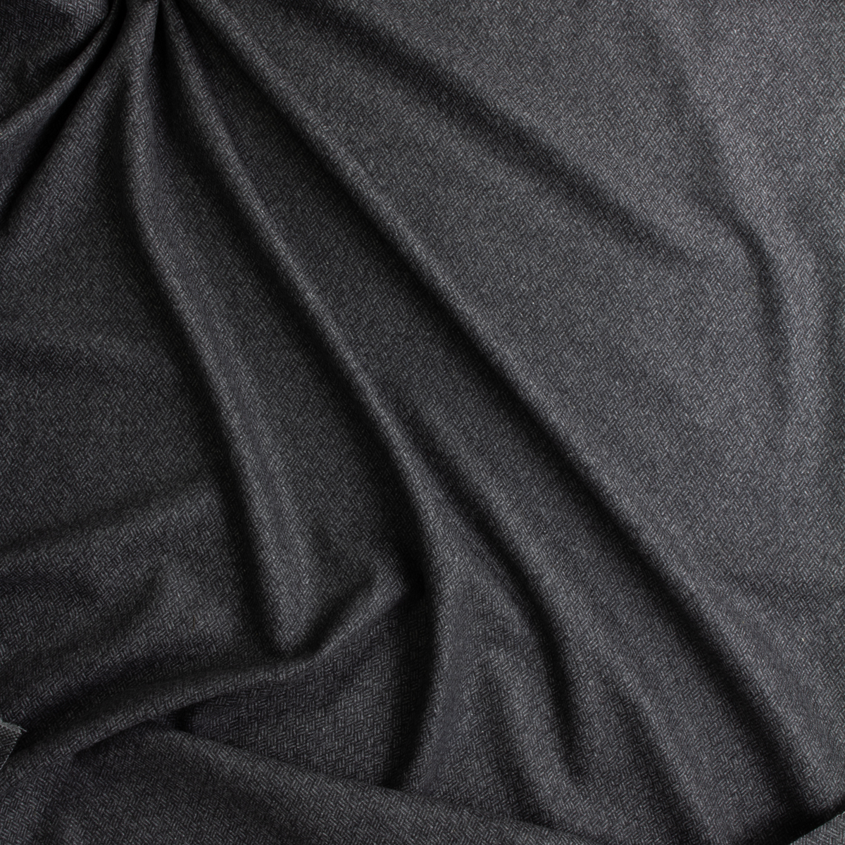 Charcoal Black Crosshatch Brushed Italian Wool #28774 Fabric By The Yard - Wide shot