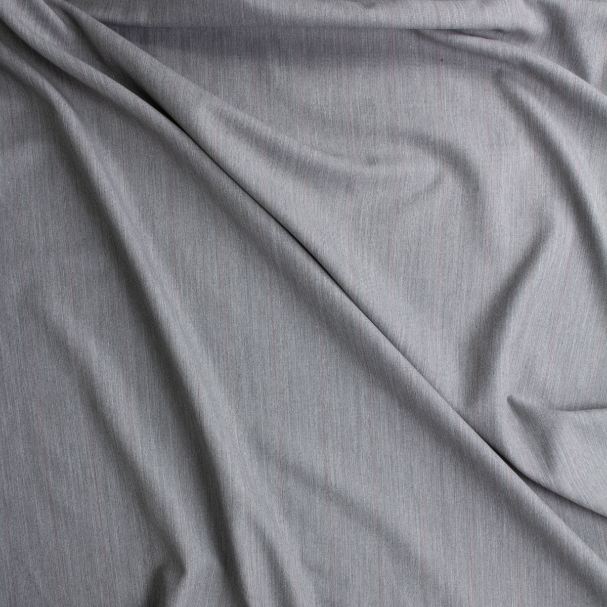 Silver Grey With Burgundy Pinstripes Italian Wool Suiting #28776 Fabric By The Yard - Wide shot