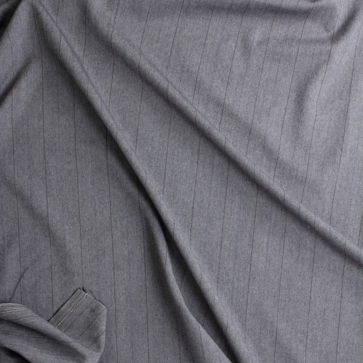 Charcoal With Black And Blue Pinstripes Italian Wool Suiting #28783 Fabric By The Yard - Wide shot