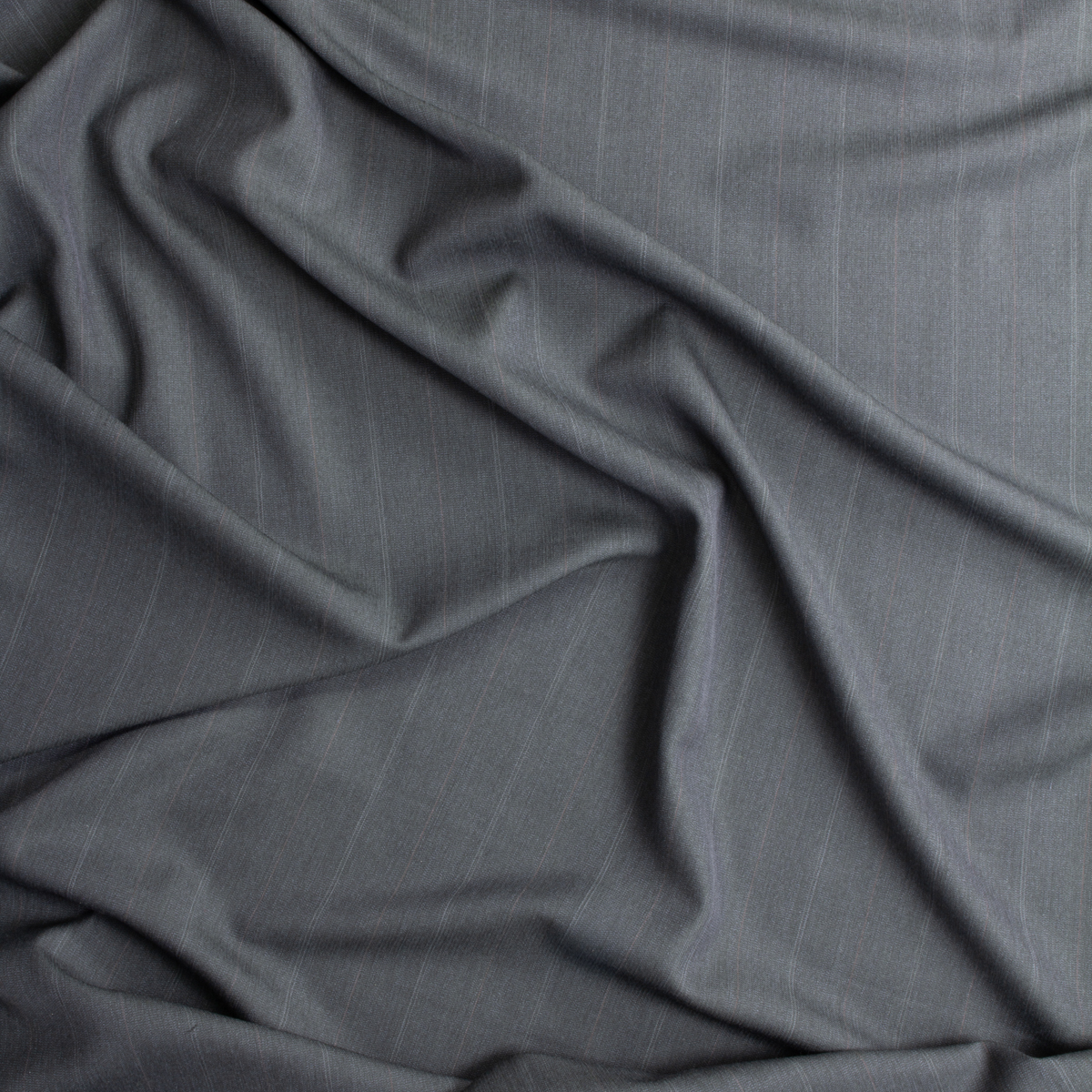Red And Grey Fine Pinstripe On Charcoal Italian Wool Suiting #28797 Fabric By The Yard - Wide shot