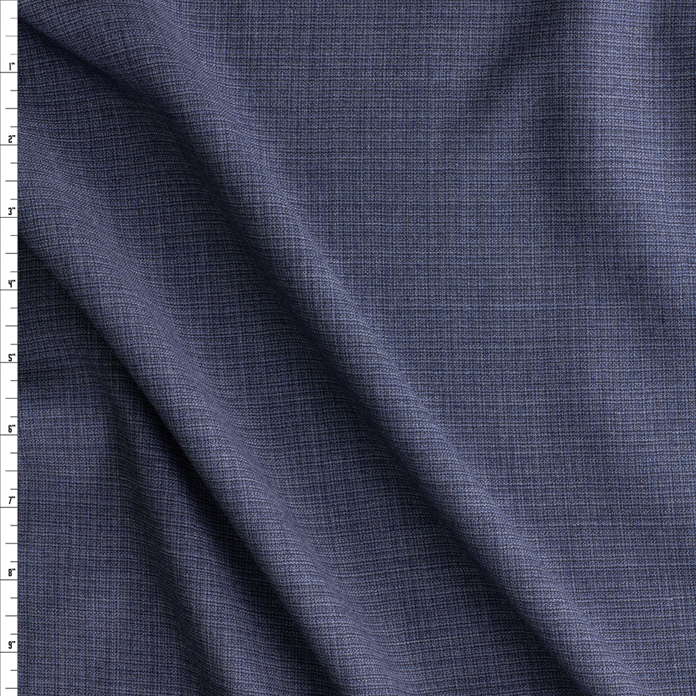 Denim Blue Mini Plaid Italian Wool Suiting #28810 Fabric By The Yard