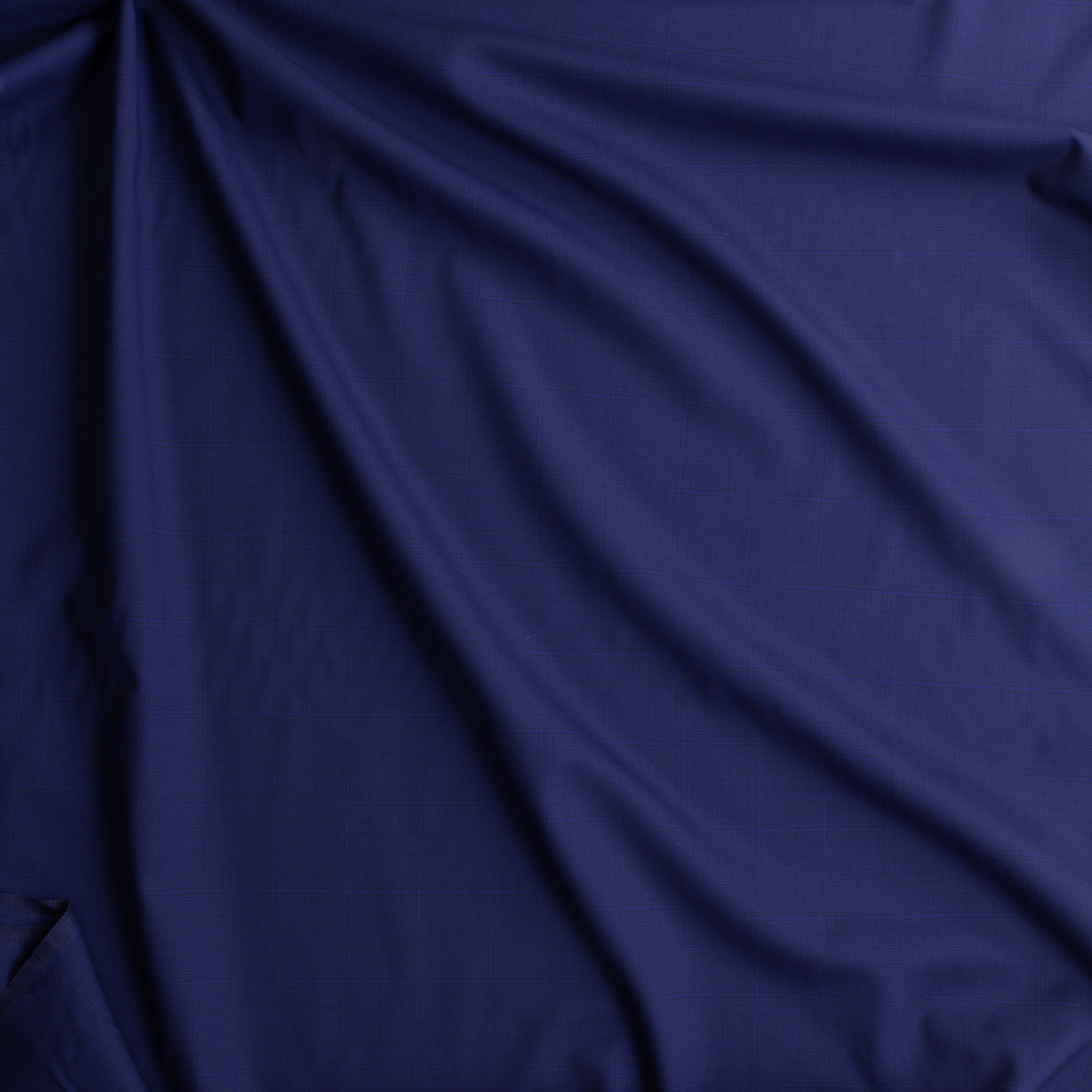 Deep Blue And Black Houndstooth Plaid Italian Wool Suiting #28815 Fabric By The Yard - Wide shot