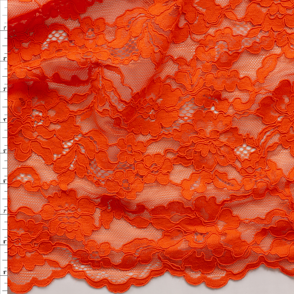 Orange Reimbroidered Lace #28842 Fabric By The Yard