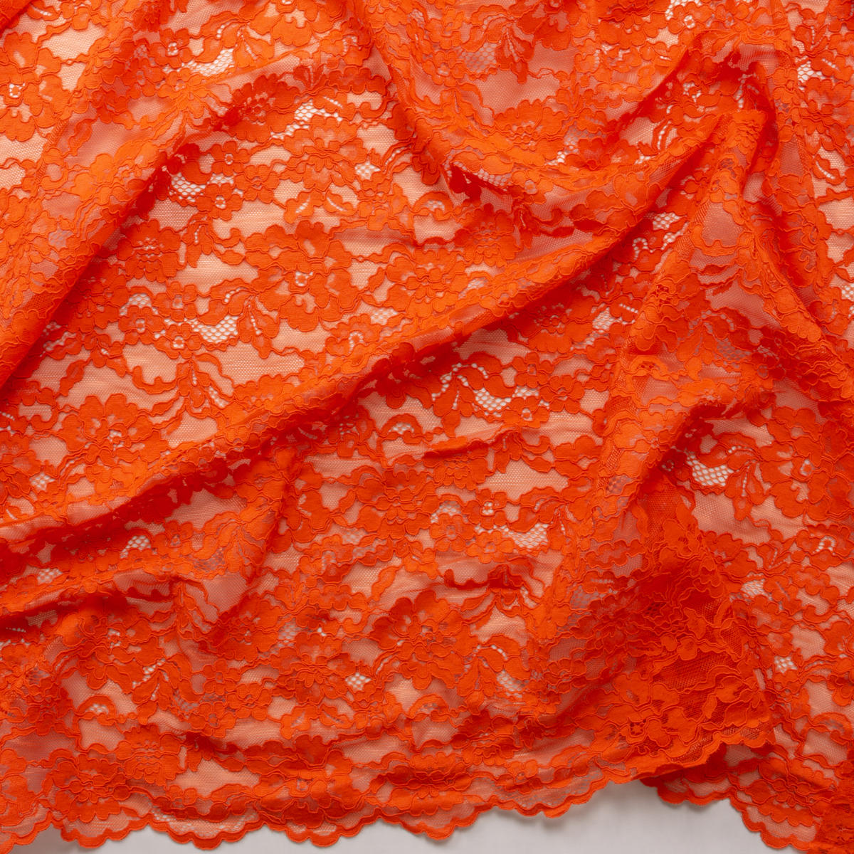 Orange Reimbroidered Lace #28842 Fabric By The Yard - Wide shot