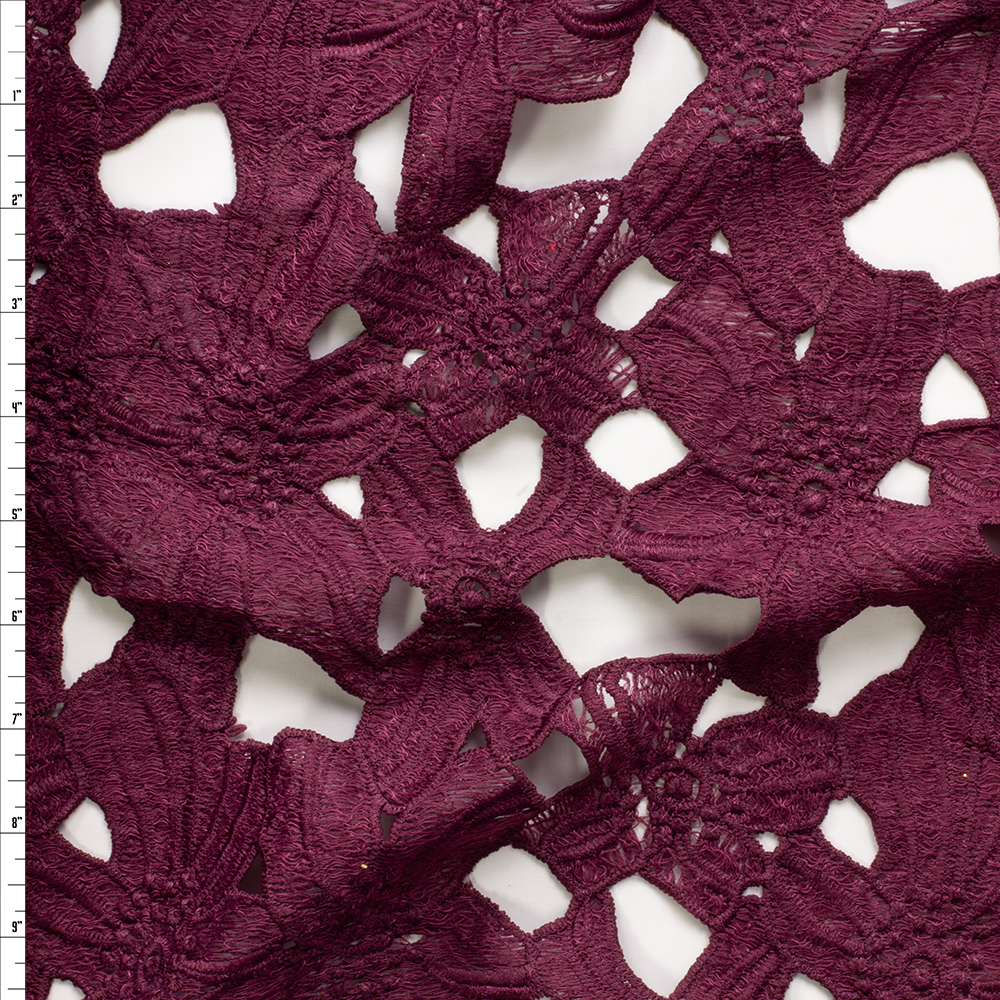 Plum Heavy Floral Lace #28843 Fabric By The Yard