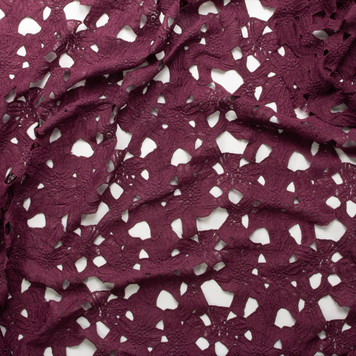 Plum Heavy Floral Lace #28843 Fabric By The Yard - Wide shot