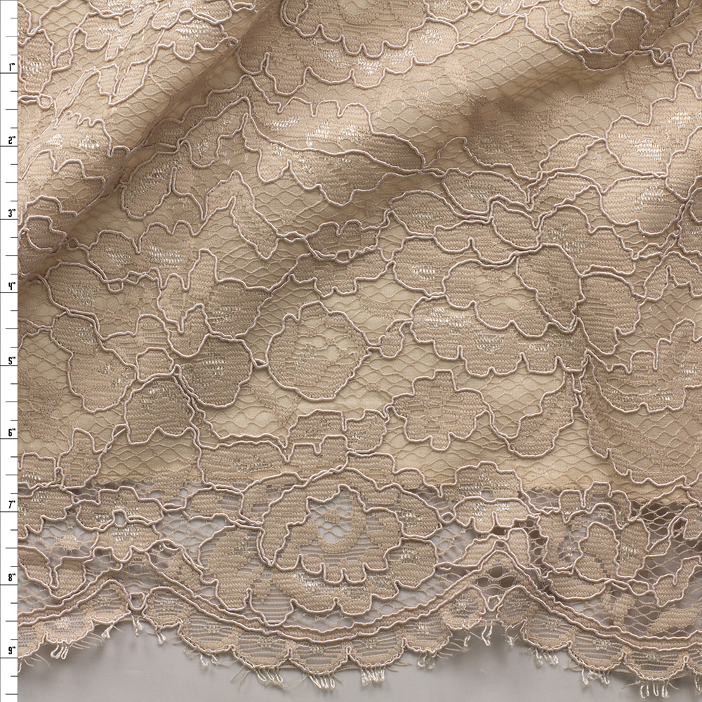 Sand Reimbroidered Lace #28845 Fabric By The Yard