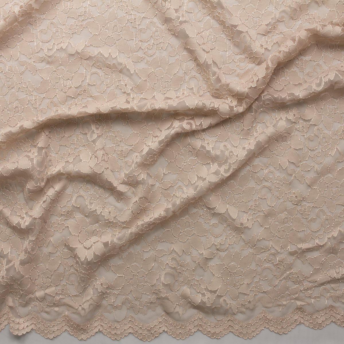 Tan Backed Reimbroidered Lace #28846 Fabric By The Yard - Wide shot