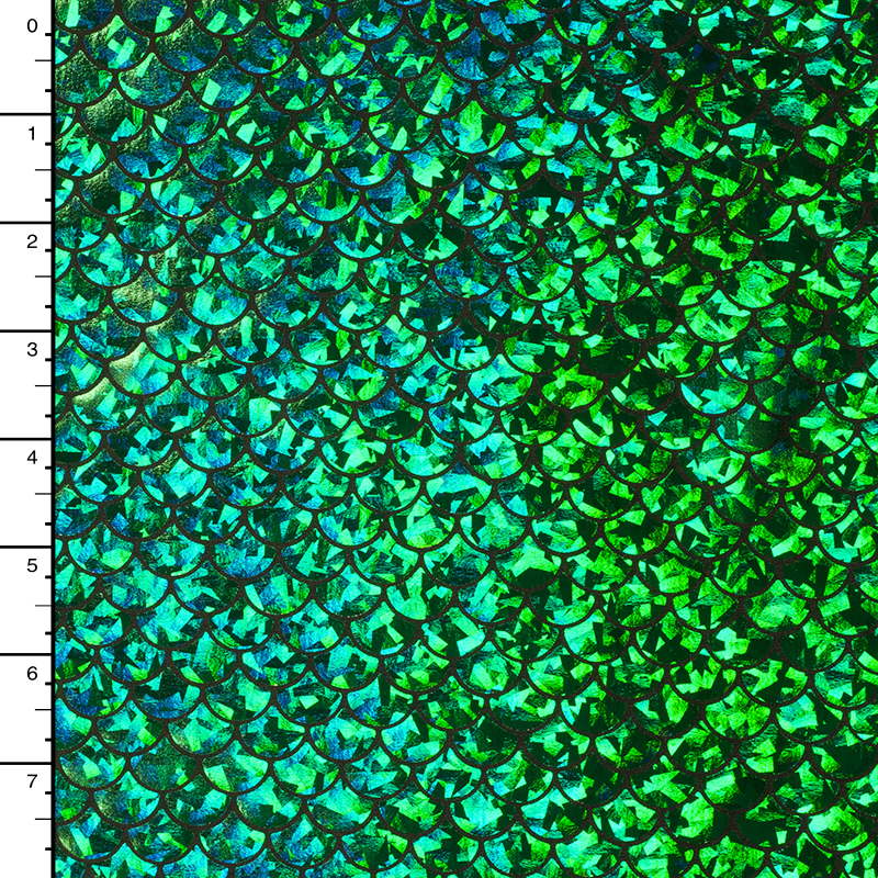 Green Holographic Mermaid Scale 4-way Stretch Fabric