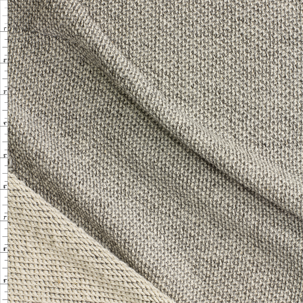 Grey And Ivory Melange Chunk Weave French Terry #28956 Fabric By The Yard