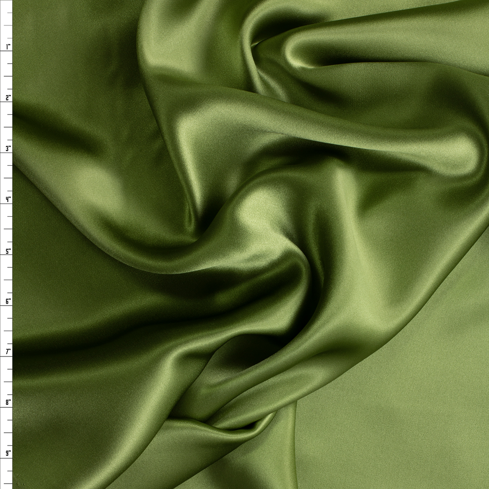 Olive Green Silk Satin #29031 Fabric By The Yard