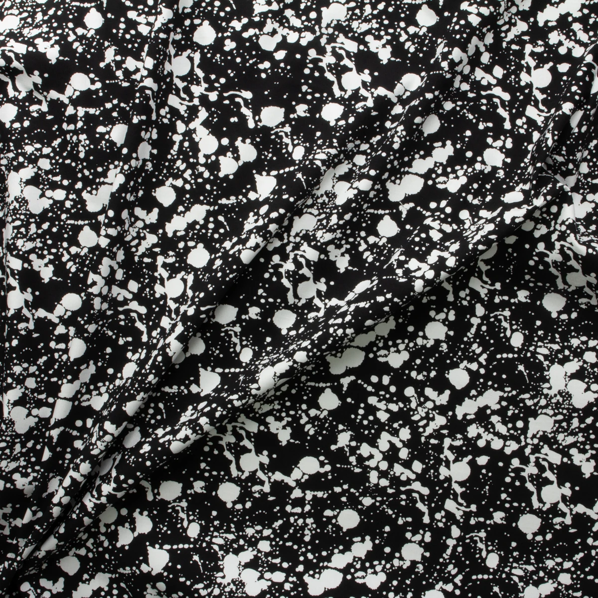 White one Black Splatter Nylon/Viscose Stretch Twill #29034 Fabric By The Yard - Wide shot