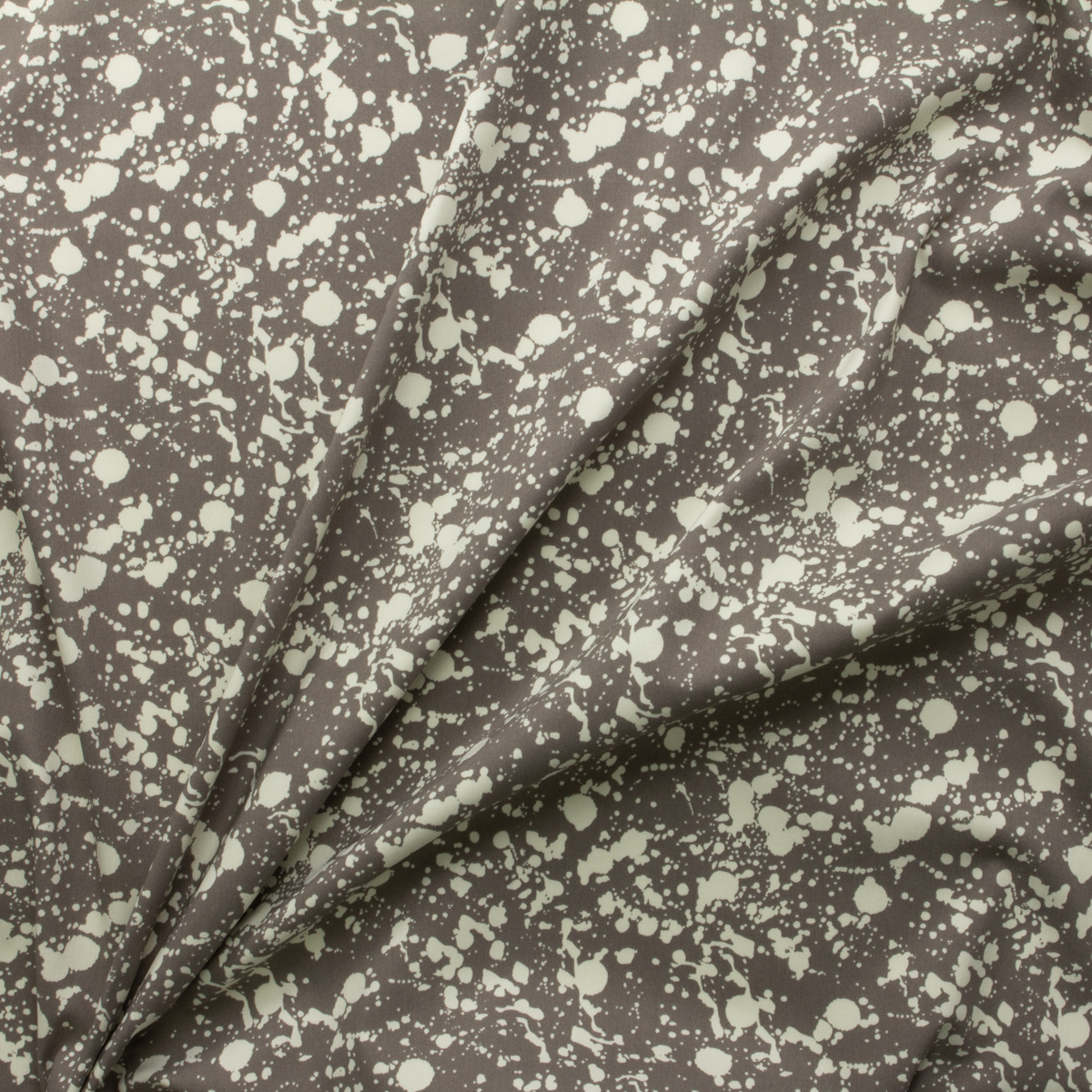 Ivory on Taupe Splatter Nylon/Viscose Stretch Twill #29035 Fabric By The Yard - Wide shot
