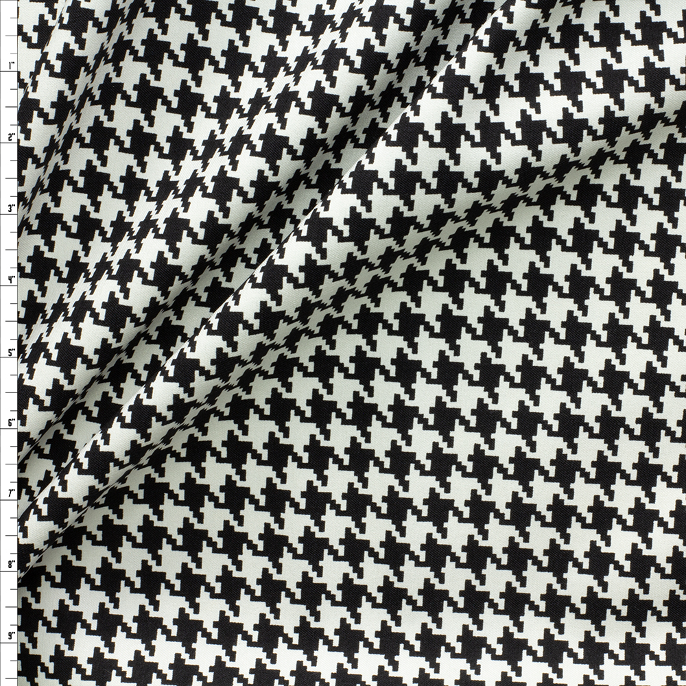 Black and White Houndstooth Nylon/Viscose Stretch Twill #29041 Fabric By The Yard