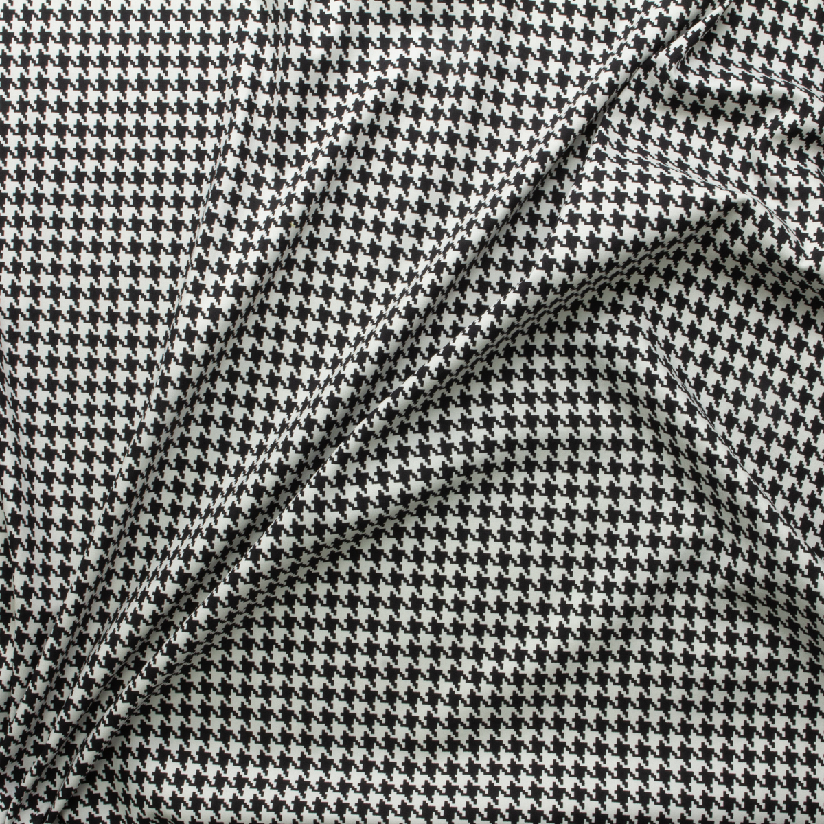 Black and White Houndstooth Nylon/Viscose Stretch Twill #29041 Fabric By The Yard - Wide shot