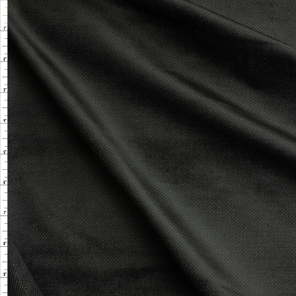 Black Twill Weave Cotton Velvet from ‘7 for All Mankind’ #29045 Fabric By The Yard