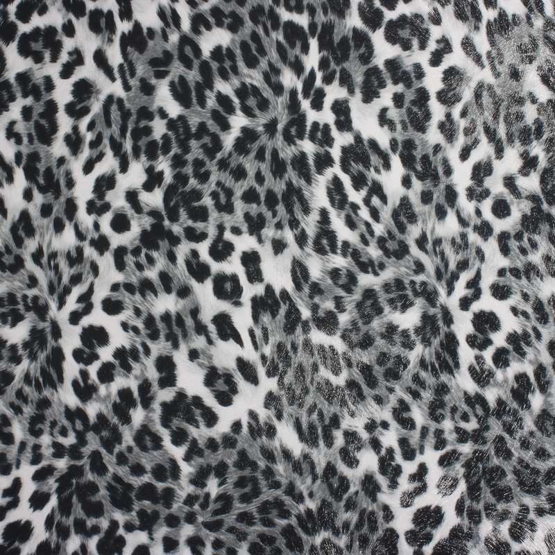 Metallic Silver on Grey Leopard Print Lycra