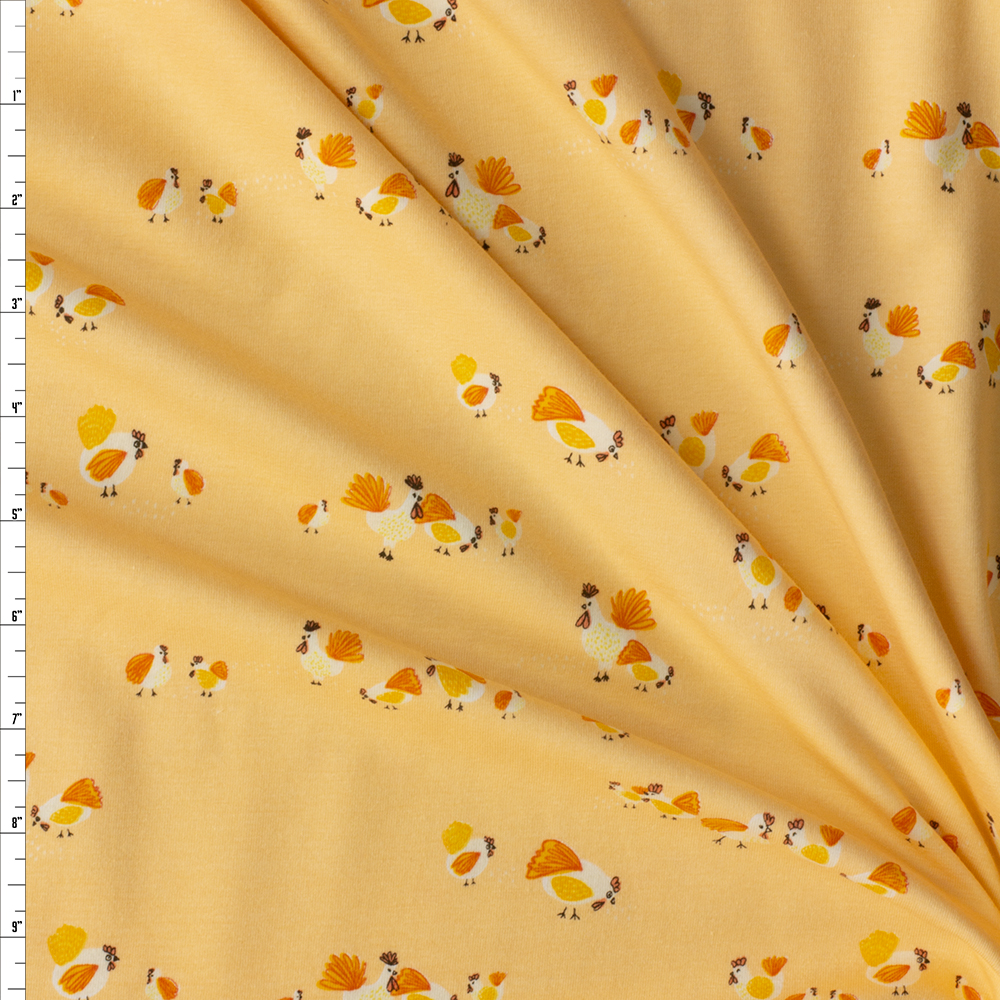 Roaming Hens Sweet Cotton/Spandex Jersey Knit from Art Gallery Fabrics #29051 Fabric By The Yard