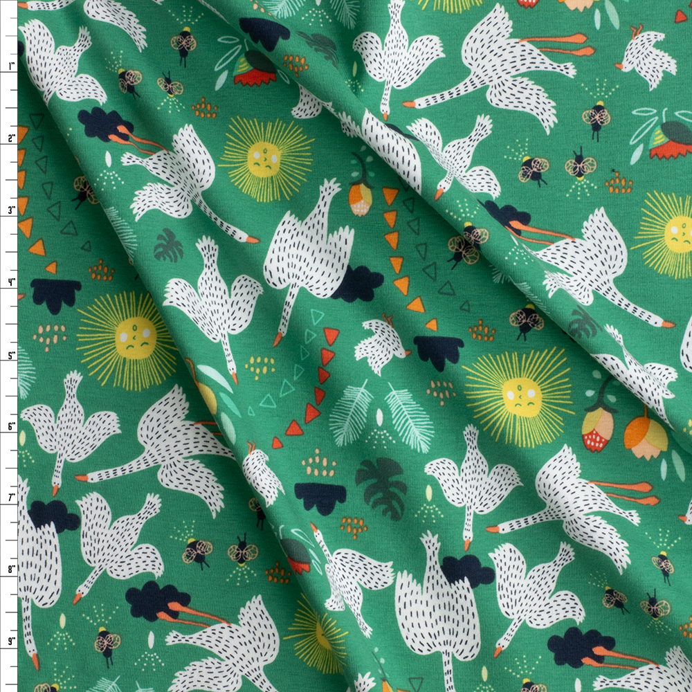 Flight Path Jubilee Morningn Cotton/Spandex Jersey Knit from Art Gallery Fabrics #29064 Fabric By The Yard