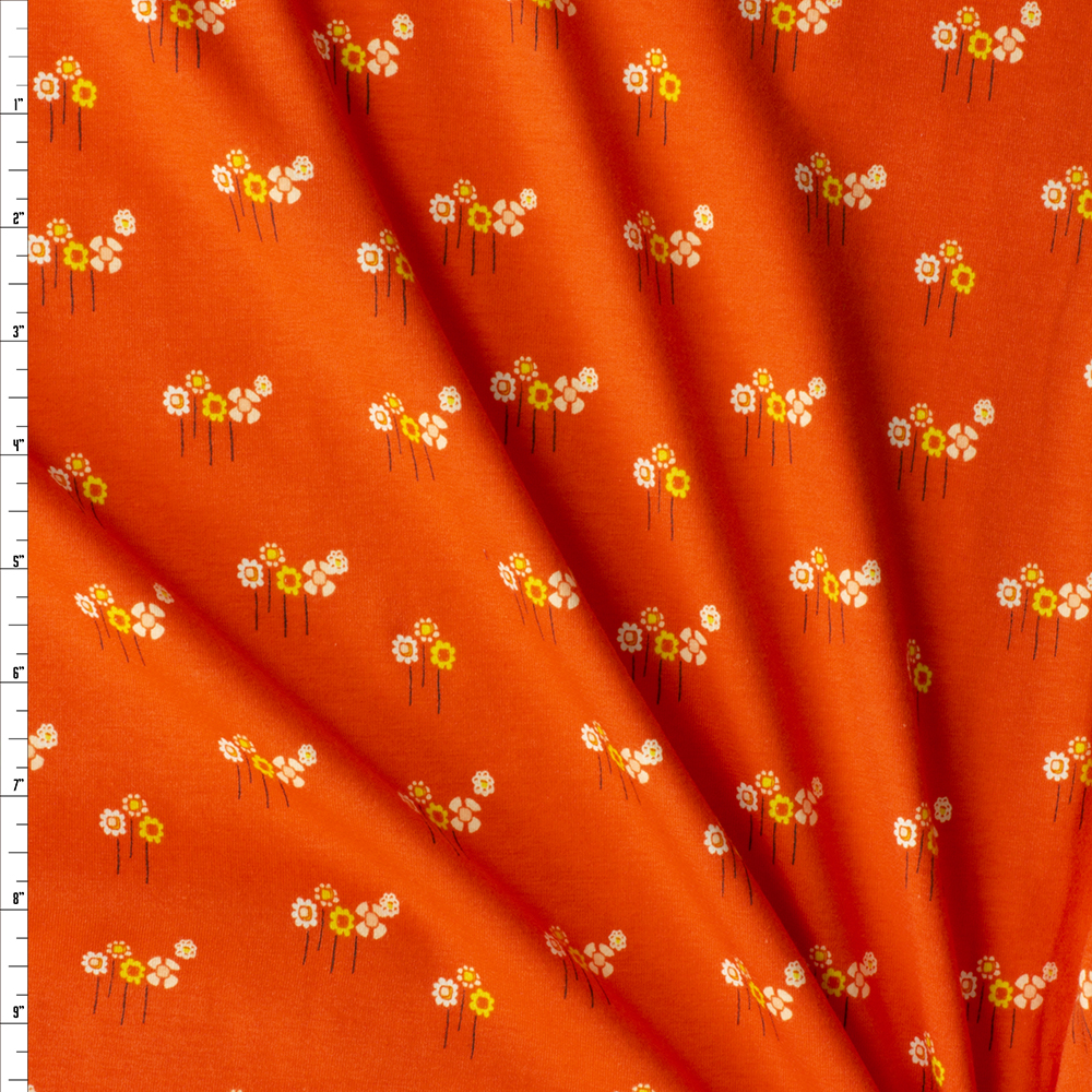 Daisy Button Buds Cotton/Spandex Jersey Knit from Art Gallery Fabrics #29076 Fabric By The Yard