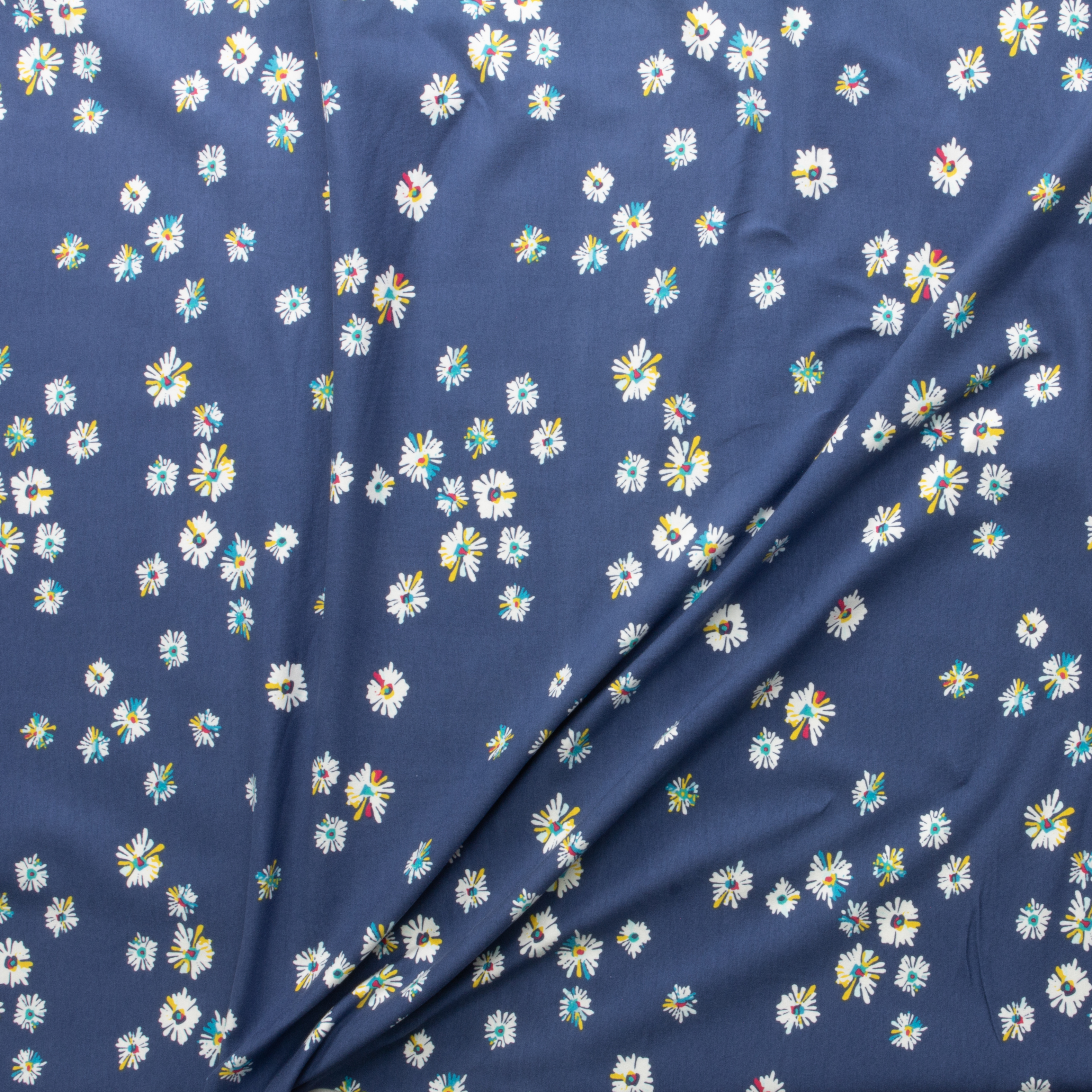 Hazy Daisies Marine Cotton/Spandex Jersey Knit from Art Gallery Fabrics #29086 Fabric By The Yard - Wide shot
