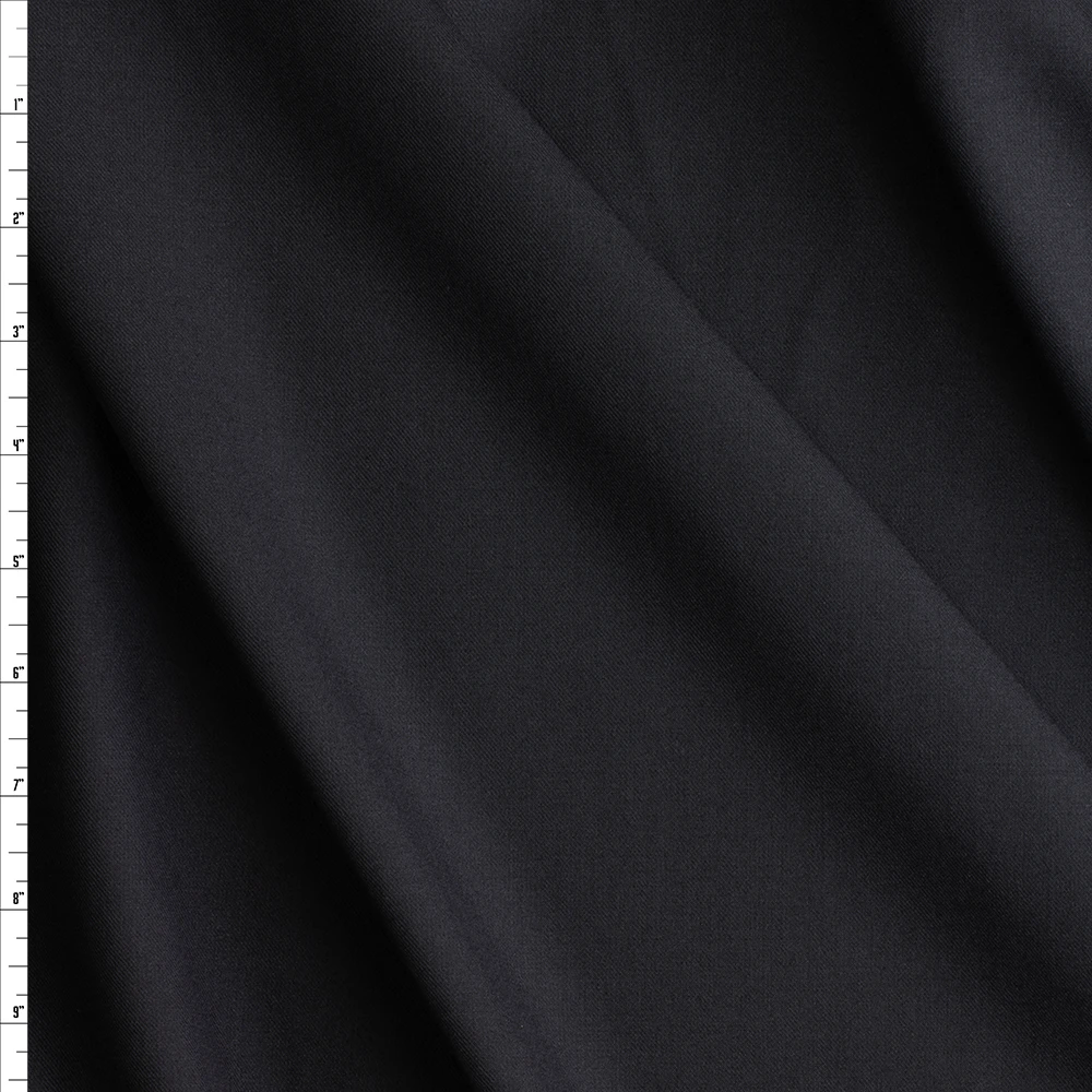 Black NYC Designer Poly/Rayon Twill #29123 Fabric By The Yard